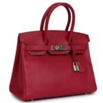PRE-OWNED HERMÈS BIRKIN 30 RUBIS EPSOM PALLADIUM HARDWARE