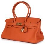 PRE-OWNED HERMÈS SHOULDER BIRKIN 42 JPG ORANGE H CLEMENCE GOLD HARDWARE