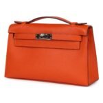 PRE-OWNED HERMÈS KELLY POCHETTE FEU EPSOM PALLADIUM HARDWARE