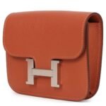 HERMÈS CONSTANCE SLIM WALLET BRIQUE EVERCOLOR PALLADIUM HARDWARE
