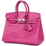 HERMÈS BIRKIN 25 ROSE SHOCKING MATTE ALLIGATOR PALLADIUM HARDWARE