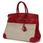 VINTAGE HERMÈS BIRKIN 35 ROUGE VIF BUFFALO AND CRINOLINE GOLD HARDWARE