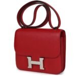 PRE-OWNED HERMÈS CONSTANCE 18 ROUGE CASAQUE EVERCOLOR PALLADIUM HARDWARE