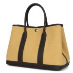 HERMÈS GARDEN PARTY 30 PAILLE TOILE MILITAIRE CANVAS AND EBENE NEGONDA PALLADIUM HARDWARE