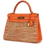 PRE-OWNED HERMÈS KELLY RETOURNE 28 VIBRATO ORANGE EVERCALFGOLD HARDWARE