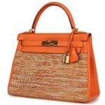 PRE-OWNED HERMÈS KELLY RETOURNE 28 VIBRATO ORANGE EVERCALFGOLD HARDWARE