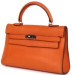 PRE-OWNED HERMÈS MICRO KELLY 15 ORANGE SWIFT PALLADIUM HARDWARE