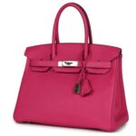 PRE-OWNED HERMÈS BIRKIN 30 ROSE SHOCKING CLEMENCE PALLADIUM HARDWARE