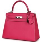 PRE-OWNED HERMÈS KELLY SELLIER 28 ROSE TYRIEN EPSOM PALLADIUM HARDWARE