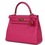 PRE-OWNED HERMÈS KELLY RETOURNE 28 ROSE SHOCKING CHEVRE GOLD HARDWARE