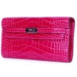 PRE-OWNED HERMÈS KELLY WALLET TO GDE SHINY ALLIGATOR PALLADIUM HARDWAREO ROSE SCHEHERAZA