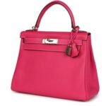 PRE-OWNED HERMÈS KELLY RETOURNE 28 ROSE TYRIEN CANDY EPSOM PALLADIUM HARDWARE