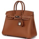 PRE-OWNED HERMÈS BIRKIN 25 GOLD TOGO PALLADIUM HARDWARE
