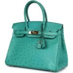 PRE-OWNED HERMÈS BIRKIN 30 VERT VERONE OSTRICH GOLD HARDWARE