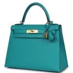 PRE-OWNED HERMÈS KELLY SELLIER 28 VERT VERONE EPSOM GOLD HARDWARE