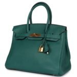PRE-OWNED HERMÈS BIRKIN 30 MALACHITE CLEMENCE GOLD HARDWARE