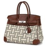 PRE-OWNED HERMÈS BIRKIN 30 MARRON D'INDE BUFFALO AND MOSAIQUE CANVAS PALLADIUM HARDWARE