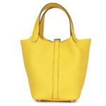 HERMÈS PICOTIN LOCK 18 JAUNE DE NAPLES CLEMENCE PALLADIUM HARDWARE