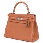 HERMÈS KELLY RETOURNE 28 GOLD TOGO PALLADIUM HARDWARE