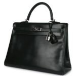 PRE-OWNED HERMÈS KELLY RETOURNE 35 VERT FONCE BOX PALLADIUM HARDWARE