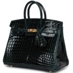 HERMÈS BIRKIN 25 VERT CYPRESS SHINY NILOTICUS CROCODILE GOLD HARDWARE