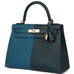 HERMÈS KELLY SELLIER 28 CASAQUE VERT CYPRES AND VERT BOSPHORE EPSOM GOLD HARDWARE