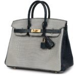 HERMÈS SPECIAL ORDER HSS BIRKIN 25 GRIS PERLE AND VERT ROUSSEAU MATTE ALLIGATOR BRUSHED GOLD HARDWARE