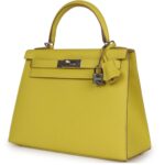 HERMÈS KELLY SELLIER 28 LIME EPSOM PALLADIUM HARDWARE