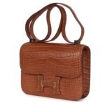 HERMÈS CONSTANCE 1-24 GOLD MATTE ALLIGATOR MARQUETTE PALLADIUM HARDWARE