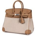 HERMÈS BIRKIN 25 TOILE H AND CHAI SWIFT PALLADIUM HARDWARE