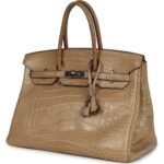 PRE-OWNED HERMÈS BIRKIN 35 POUSSIERE MATTE ALLIGATOR PALLADIUM HARDWARE