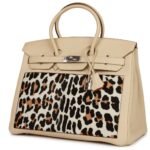 HERMÈS BIRKIN 35 PARCHEMIN TOGO AND LEOPARD TROIKA PALLADIUM HARDWARE