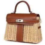 PRE-OWNED HERMÈS MINI PICNIC KELLY 20 FAUVE BARENIA PALLADIUM HARDWARE