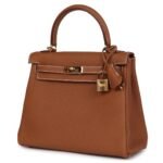 PRE-OWNED HERMÈS KELLY RETOURNE 25 GOLD TOGO GOLD HARDWARE