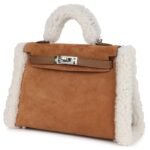 HERMÈS TEDDY KELLY 20 CHAMOIS SHEARLING AND SWIFT PALLADIUM HARDWARE