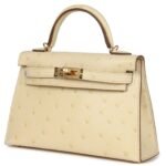 HERMÈS KELLY SELLIER 20 VANILLE OSTRICH GOLD HARDWARE