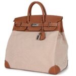 HERMÈS BIRKIN HAC 40 GOLD EVERCOLOR AND ECRU TOILE PALLADIUM HARDWARE