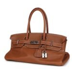 PRE-OWNED HERMÈS SHOULDER BIRKIN 42 JPG GOLD CLEMENCE PALLADIUM HARDWARE