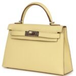HERMÈS SPECIAL ORDER (HSS) KELLY SELLIER 20 JAUNE POUSSIN VERSO EPSOM PERMABRASS HARDWARE