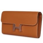 HERMÈS CONSTANCE TO GO WALLET TOFFEE EPSOM PALLADIUM HARDWARE