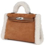 HERMÈS TEDDY KELLY 20 CHAMOIS SHEARLING AND SWIFT PALLADIUM HARDWARE