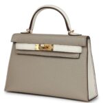 HERMÈS SPECIAL ORDER HSS KELLY 20 GRIS TOURTERELLE AND NATA CHEVRE GOLD HARDWARE