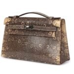 HERMÈS KELLY POCHETTE DESERT VARANUS SALVATOR LIZARD PALLADIUM HARDWARE