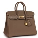 HERMÈS BIRKIN 25 ETOUPE TOGO GOLD HARDWARE