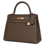 HERMÈS KELLY SELLIER 28 ETOUPE EPSOM GOLD HARDWARE