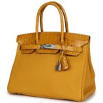 HERMÈS BIRKIN 30 JAUNE AMBRE SHINY NILOTICUS CROCODILE AND TOGO TOUCH PALLADIUM HARDWARE