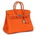 HERMÈS BIRKIN 25 ORANGE MINIUM TOGO PALLADIUM HARDWARE