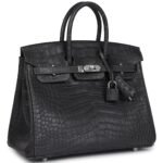 HERMÈS BIRKIN 25 GRAPHITE MATTE ALLIGATOR PALLADIUM HARDWARE
