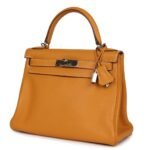 PRE-OWNED HERMÈS KELLY RETOURNE 28 MOUTARDE CLEMENCE PALLADIUM HARDWARE