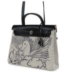HERMÈS HERBAG ZIP PEGASE POP PM 31 ECRU TOILE H CANVAS AND BLACK HUNTER PALLADIUM HARDWARE